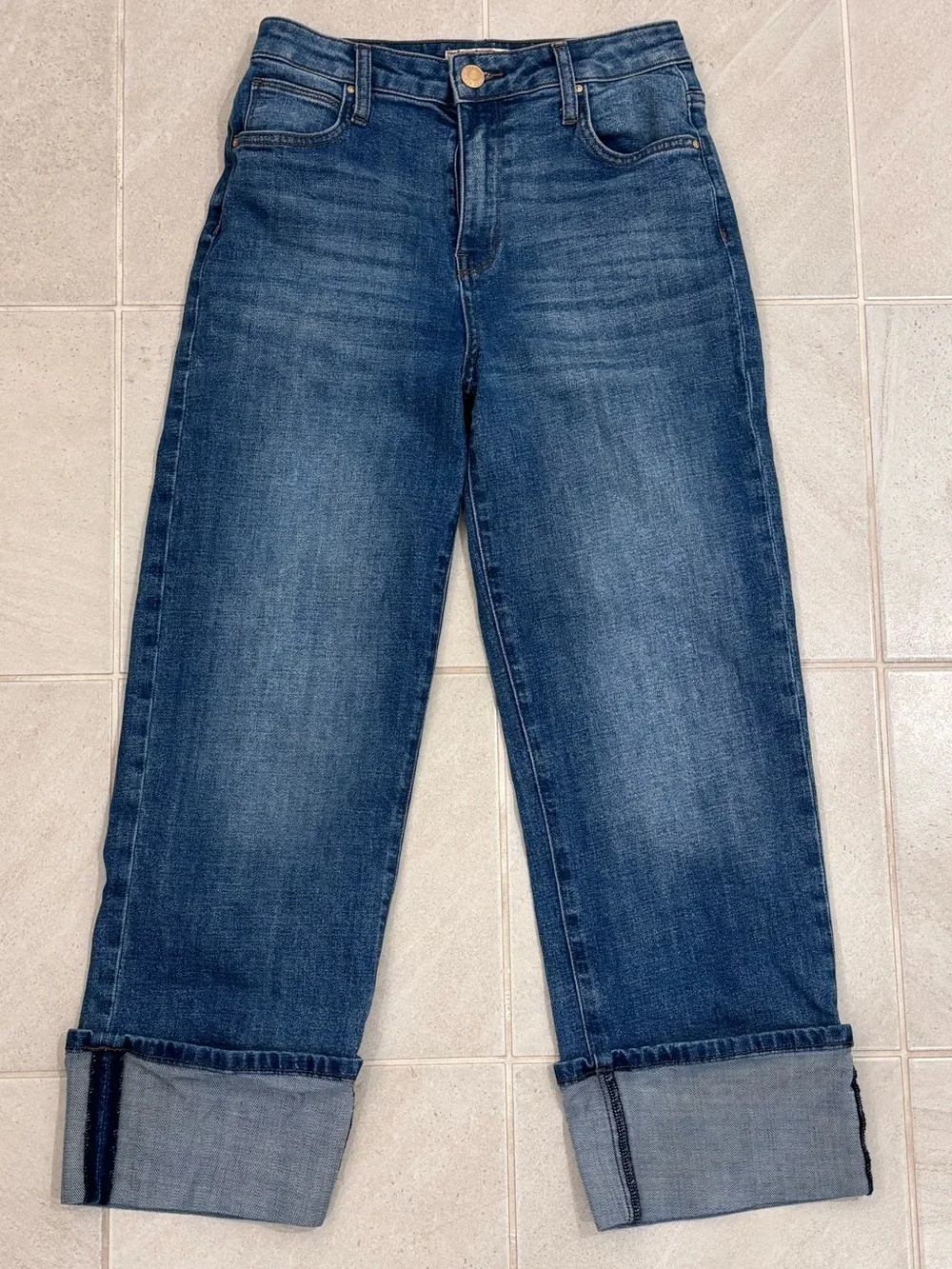 Kut from the Kloth Sienna Wide-leg Cuffed Jeans - Picture 1 of 7